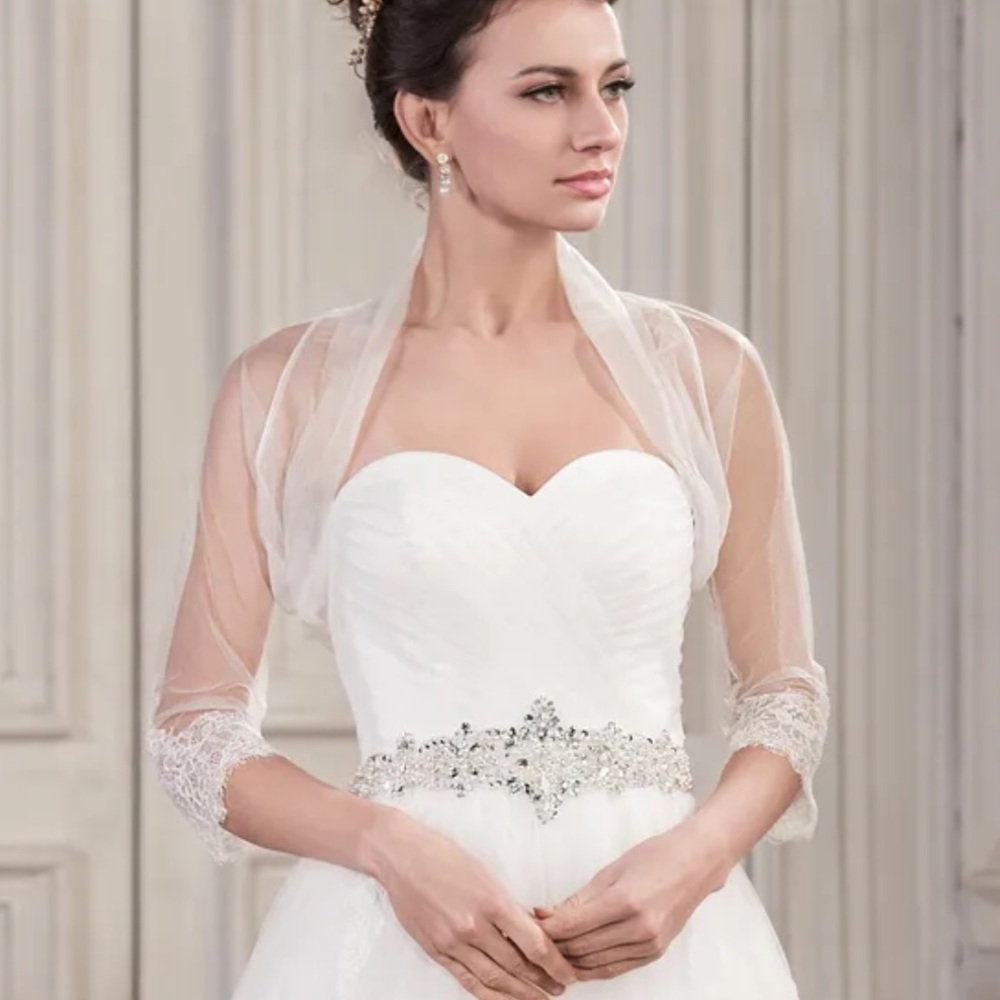 JJs House Lace Tulle 1/2 Sleeves Wedding Bridal Wrap Bolero